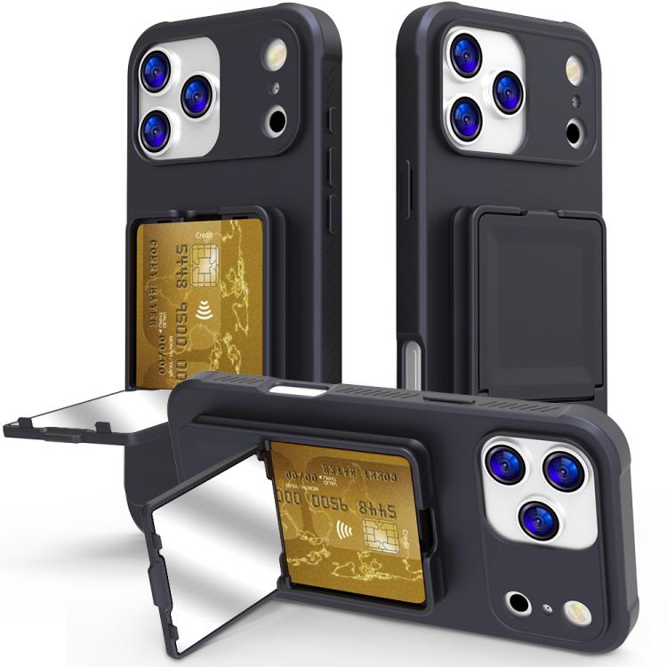 Custodia per telefono con specchietto nascosto in TPU effetto pelle e supporto, For iPhone 17 Pro Max, For iPhone 17 Pro, For iPhone 17, For iPhone Air