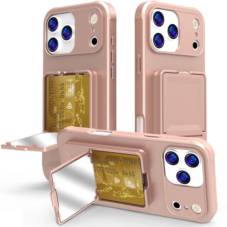 Custodia per telefono con specchietto nascosto in TPU effetto pelle e supporto, For iPhone 17 Pro Max, For iPhone 17 Pro, For iPhone 17, For iPhone Air