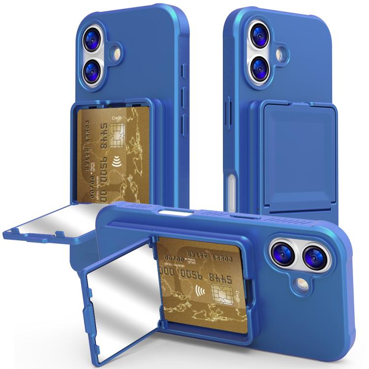 Custodia per telefono con specchietto nascosto in TPU effetto pelle e supporto, For iPhone 17 Pro Max, For iPhone 17 Pro, For iPhone 17, For iPhone Air