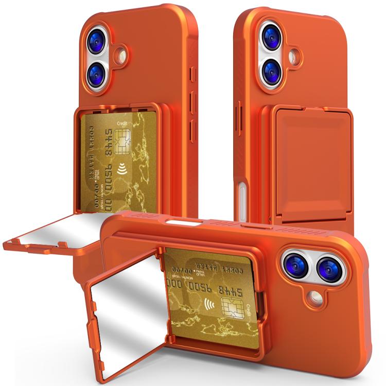 Custodia per telefono con specchietto nascosto in TPU effetto pelle e supporto, For iPhone 17 Pro Max, For iPhone 17 Pro, For iPhone 17, For iPhone Air