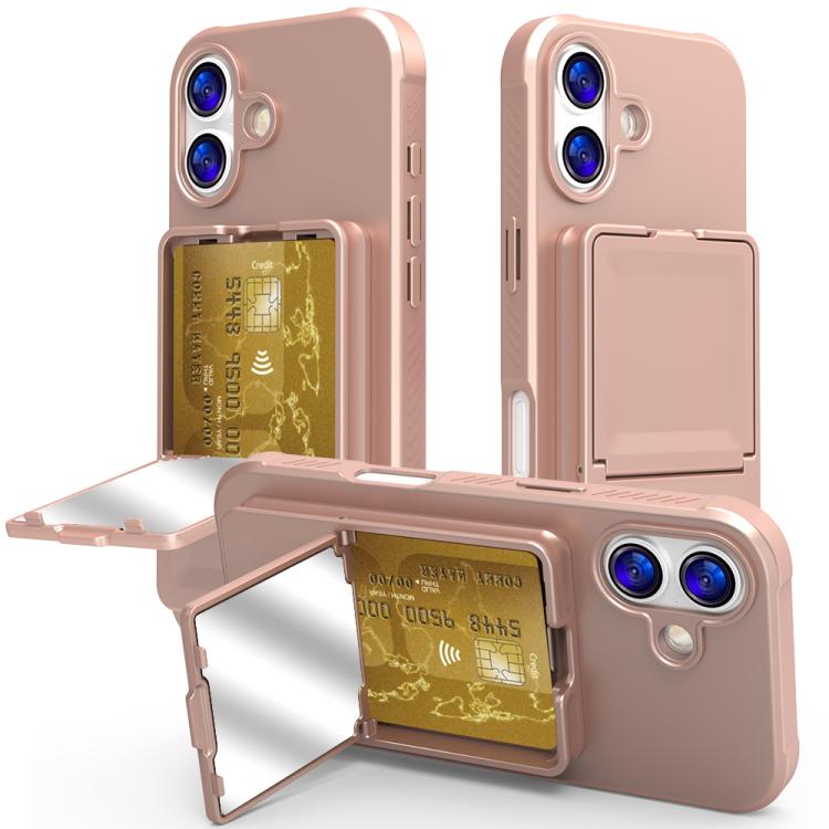 Custodia per telefono con specchietto nascosto in TPU effetto pelle e supporto, For iPhone 17 Pro Max, For iPhone 17 Pro, For iPhone 17, For iPhone Air