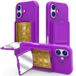 Custodia per telefono con specchietto nascosto in TPU effetto pelle e supporto, For iPhone 17 Pro Max, For iPhone 17 Pro, For iPhone 17, For iPhone Air