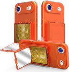 Custodia per telefono con specchietto nascosto in TPU effetto pelle e supporto, For iPhone 17 Pro Max, For iPhone 17 Pro, For iPhone 17, For iPhone Air