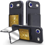 Custodia per telefono con specchietto nascosto in TPU effetto pelle e supporto, For iPhone 17 Pro Max, For iPhone 17 Pro, For iPhone 17, For iPhone Air
