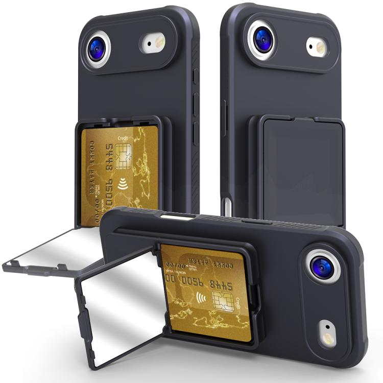 Custodia per telefono con specchietto nascosto in TPU effetto pelle e supporto, For iPhone 17 Pro Max, For iPhone 17 Pro, For iPhone 17, For iPhone Air