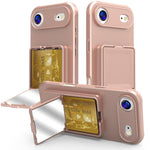 Custodia per telefono con specchietto nascosto in TPU effetto pelle e supporto, For iPhone 17 Pro Max, For iPhone 17 Pro, For iPhone 17, For iPhone Air