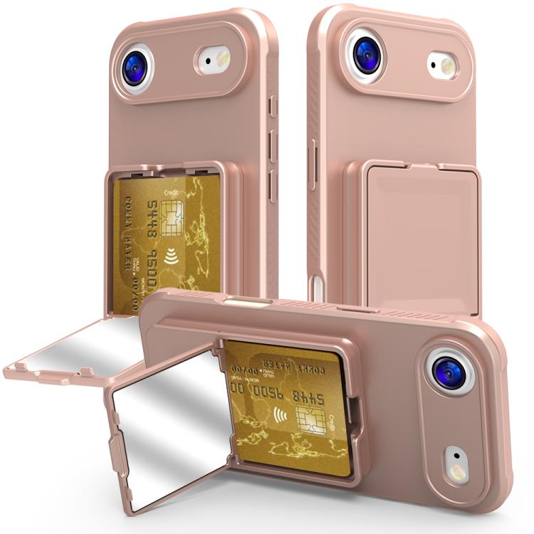 Custodia per telefono con specchietto nascosto in TPU effetto pelle e supporto, For iPhone 17 Pro Max, For iPhone 17 Pro, For iPhone 17, For iPhone Air