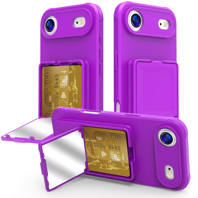 Custodia per telefono con specchietto nascosto in TPU effetto pelle e supporto, For iPhone 17 Pro Max, For iPhone 17 Pro, For iPhone 17, For iPhone Air