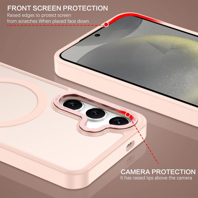 Custodia magnetica per telefono XDcase con cornice in metallo effetto pelle e lente in metallo., For Samsung Galaxy S24+ 5G, For Samsung Galaxy S24 5G