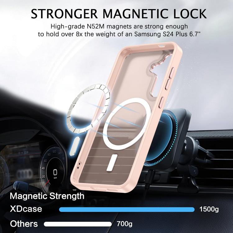 Custodia magnetica per telefono XDcase con cornice in metallo effetto pelle e lente in metallo., For Samsung Galaxy S24+ 5G, For Samsung Galaxy S24 5G