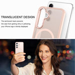 Custodia magnetica per telefono XDcase con cornice in metallo effetto pelle e lente in metallo., For Samsung Galaxy S24+ 5G, For Samsung Galaxy S24 5G