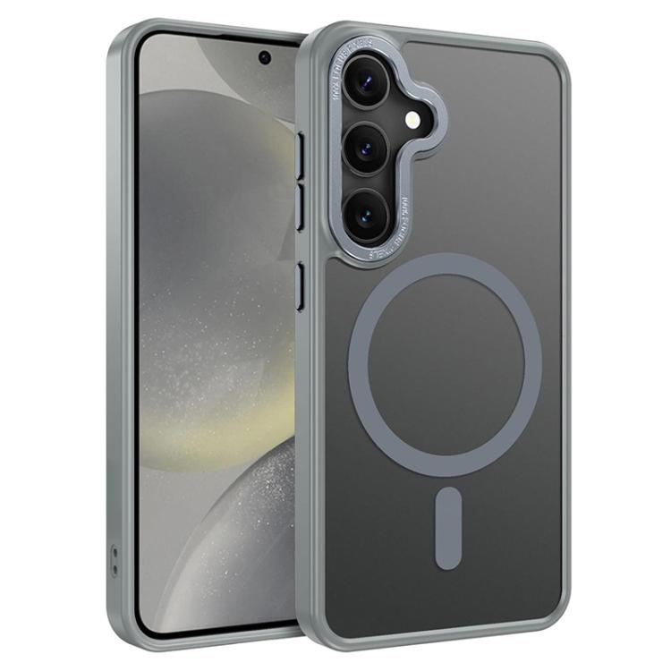 Custodia magnetica per telefono XDcase con cornice in metallo effetto pelle e lente in metallo., For Samsung Galaxy S24+ 5G, For Samsung Galaxy S24 5G