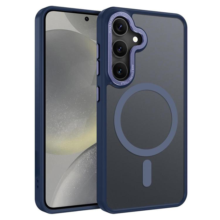 Custodia magnetica per telefono XDcase con cornice in metallo effetto pelle e lente in metallo., For Samsung Galaxy S24+ 5G, For Samsung Galaxy S24 5G