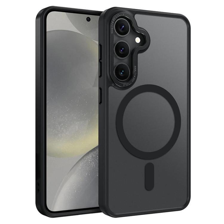 Custodia magnetica per telefono XDcase con cornice in metallo effetto pelle e lente in metallo., For Samsung Galaxy S24+ 5G, For Samsung Galaxy S24 5G