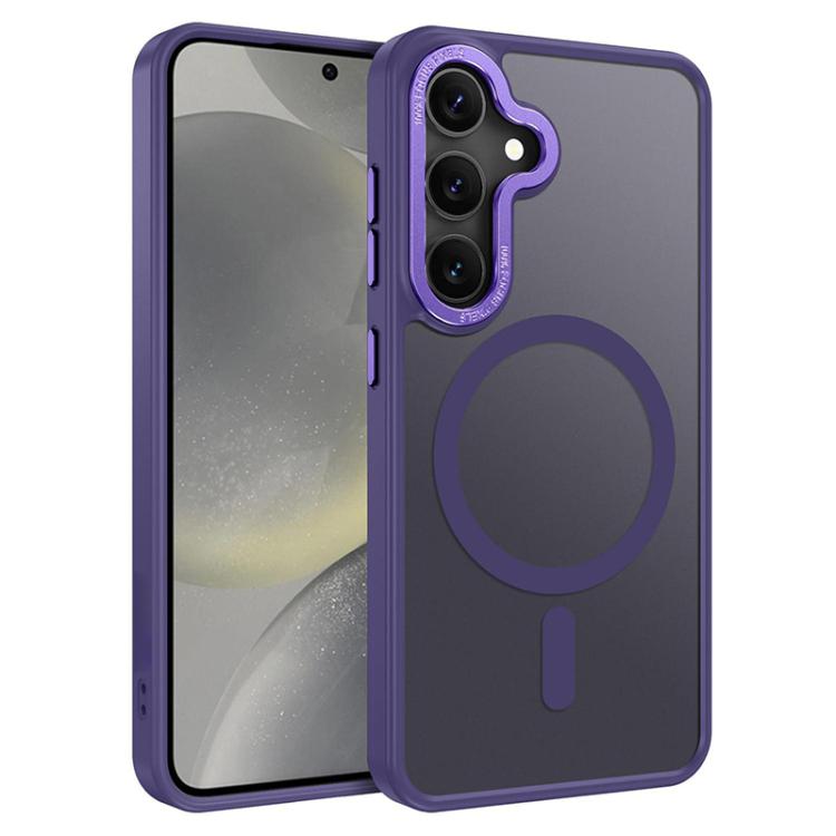 Custodia magnetica per telefono XDcase con cornice in metallo effetto pelle e lente in metallo., For Samsung Galaxy S24+ 5G, For Samsung Galaxy S24 5G