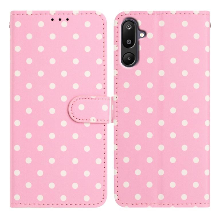 Custodia per telefono in ecopelle con motivo a pois per Samsung Galaxy F16, M16