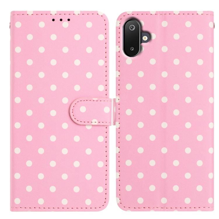Custodia per telefono in ecopelle con motivo a pois per Samsung Galaxy F16, M16