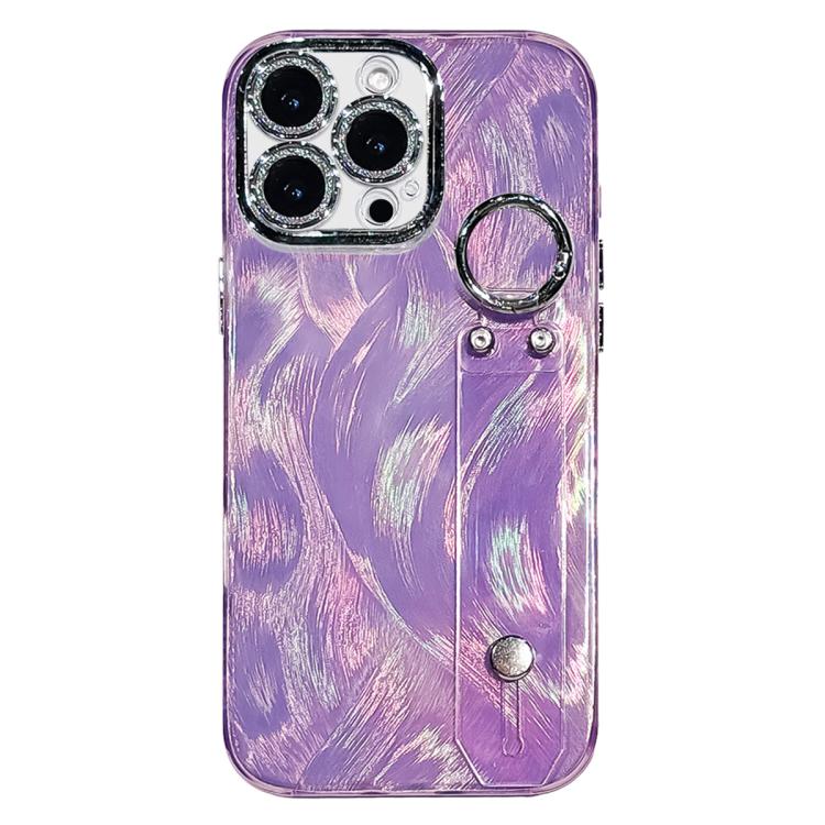 Custodia per telefono in TPU con cinturino da polso e pellicola protettiva per obiettivo, con texture a garza effetto piuma placcata., For iPhone 17 Pro Max, For iPhone 17 Pro, For iPhone 17, For iPhone Air, For iPhone 16 Pro Max, For iPhone 16 Pro    ...
