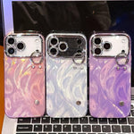 Custodia per telefono in TPU con cinturino da polso e pellicola protettiva per obiettivo, con texture a garza effetto piuma placcata., For iPhone 15 Pro Max, For iPhone 15 Pro, For iPhone 15, For iPhone 14, For iPhone 14 Pro, For iPhone 14 Pro Max     ...