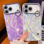 Custodia per telefono in TPU con cinturino da polso e pellicola protettiva per obiettivo, con texture a garza effetto piuma placcata., For iPhone 15 Pro Max, For iPhone 15 Pro, For iPhone 15, For iPhone 14, For iPhone 14 Pro, For iPhone 14 Pro Max     ...