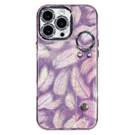 Custodia per telefono in TPU con cinturino da polso e pellicola protettiva per obiettivo, con texture a piuma placcata., For iPhone 17 Pro Max, For iPhone 17 Pro, For iPhone 17, For iPhone Air, For iPhone 16 Pro Max, For iPhone 16 Pro, For iPhone 16 Pl...