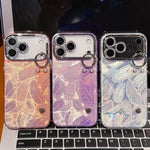 Custodia per telefono in TPU con cinturino da polso e pellicola protettiva per obiettivo, con texture a piuma placcata., For iPhone 15 Pro Max, For iPhone 15 Pro, For iPhone 15, For iPhone 14, For iPhone 14 Pro, For iPhone 14 Pro Max                   ...