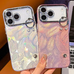 Custodia per telefono in TPU con cinturino da polso e pellicola protettiva per obiettivo, con texture a piuma placcata., For iPhone 17 Pro Max, For iPhone 17 Pro, For iPhone 17, For iPhone Air, For iPhone 16 Pro Max, For iPhone 16 Pro, For iPhone 16 Pl...