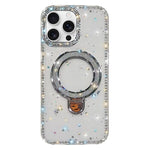 Custodia per telefono IMD a doppia faccia con supporto glitterato e strass, For iPhone 16 Pro Max, For iPhone 16 Pro, For iPhone 16 Plus, For iPhone 16