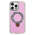 Custodia per telefono IMD a doppia faccia con supporto glitterato e strass, For iPhone 16 Pro Max, For iPhone 16 Pro, For iPhone 16 Plus, For iPhone 16