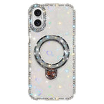 Custodia per telefono IMD a doppia faccia con supporto glitterato e strass, For iPhone 16 Pro Max, For iPhone 16 Pro, For iPhone 16 Plus, For iPhone 16