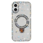 Custodia per telefono IMD a doppia faccia con supporto glitterato e strass, For iPhone 16 Pro Max, For iPhone 16 Pro, For iPhone 16 Plus, For iPhone 16