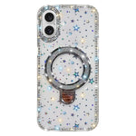 Custodia per telefono IMD a doppia faccia con supporto glitterato e strass, For iPhone 16 Pro Max, For iPhone 16 Pro, For iPhone 16 Plus, For iPhone 16