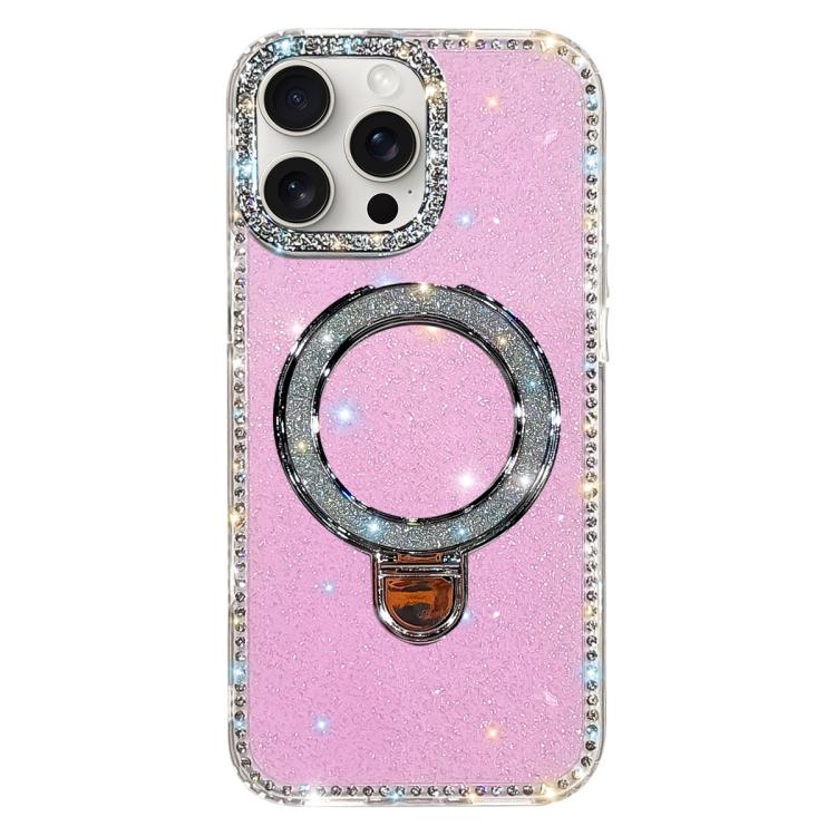 Custodia per telefono IMD a doppia faccia con supporto glitterato e strass, For iPhone 15 Pro Max, For iPhone 15 Pro, For iPhone 15, For iPhone 14