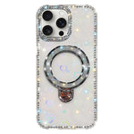 Custodia per telefono IMD a doppia faccia con supporto glitterato e strass, For iPhone 15 Pro Max, For iPhone 15 Pro, For iPhone 15, For iPhone 14
