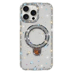 Custodia per telefono IMD a doppia faccia con supporto glitterato e strass, For iPhone 15 Pro Max, For iPhone 15 Pro, For iPhone 15, For iPhone 14