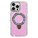 Custodia per telefono IMD a doppia faccia con supporto glitterato e strass, For iPhone 15 Pro Max, For iPhone 15 Pro, For iPhone 15, For iPhone 14