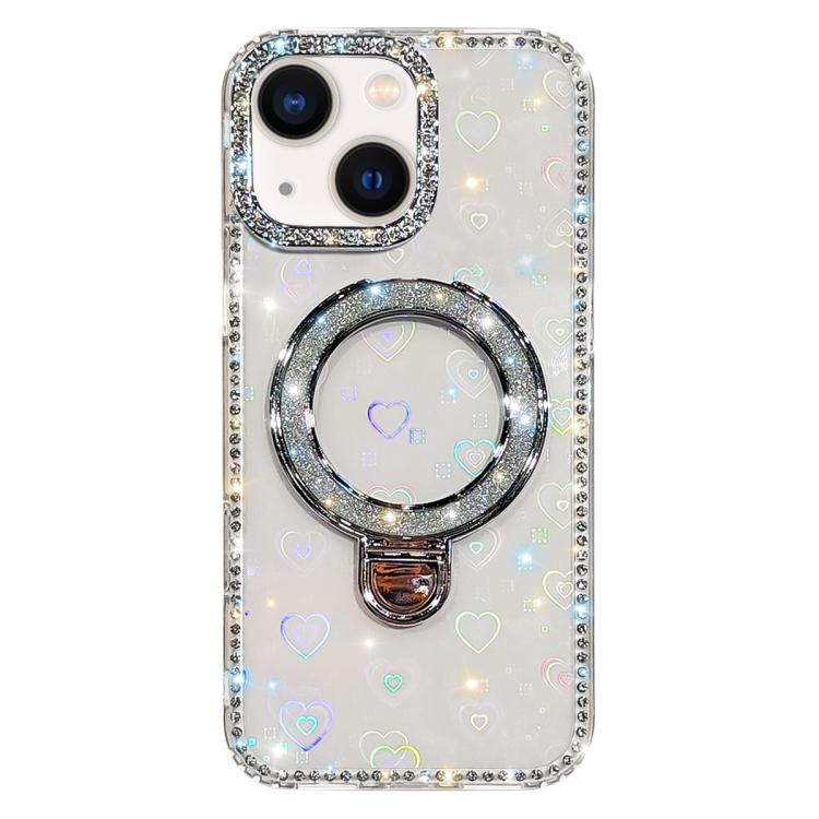 Custodia per telefono IMD a doppia faccia con supporto glitterato e strass, For iPhone 15 Pro Max, For iPhone 15 Pro, For iPhone 15, For iPhone 14