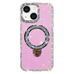 Custodia per telefono IMD a doppia faccia con supporto glitterato e strass, For iPhone 15 Pro Max, For iPhone 15 Pro, For iPhone 15, For iPhone 14