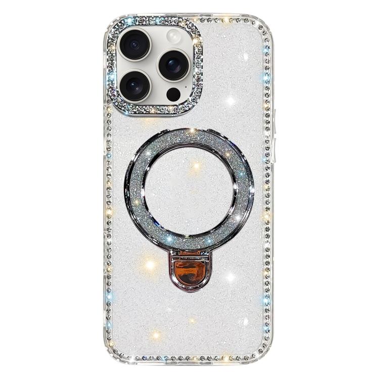 Custodia per telefono IMD a doppia faccia con supporto glitterato e strass, For iPhone 14 Pro, For iPhone 14 Pro Max, For iPhone 13 Pro Max, For iPhone 13 Pro