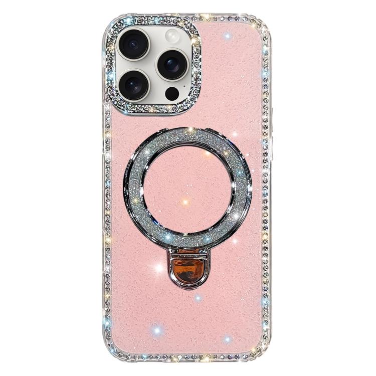 Custodia per telefono IMD a doppia faccia con supporto glitterato e strass, For iPhone 14 Pro, For iPhone 14 Pro Max, For iPhone 13 Pro Max, For iPhone 13 Pro
