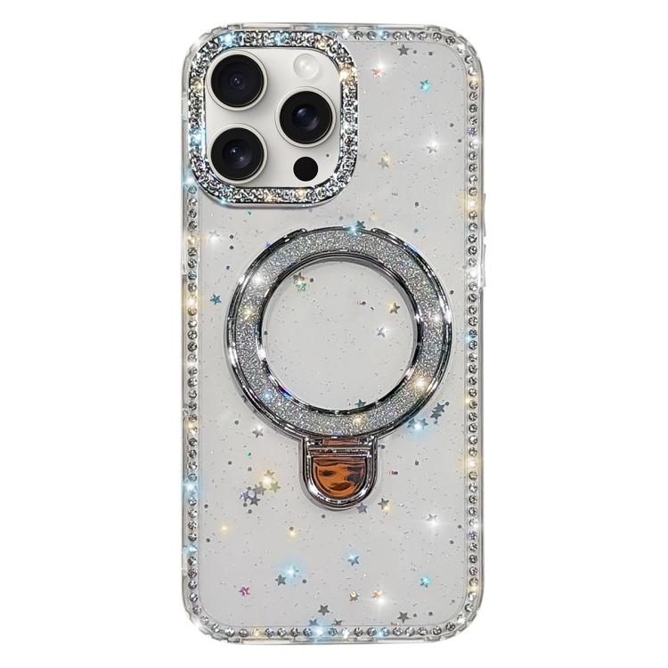 Custodia per telefono IMD a doppia faccia con supporto glitterato e strass, For iPhone 14 Pro, For iPhone 14 Pro Max, For iPhone 13 Pro Max, For iPhone 13 Pro