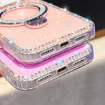 Custodia per telefono IMD a doppia faccia con supporto glitterato e strass, For iPhone 17 Pro Max, For iPhone 17 Pro, For iPhone 17, For iPhone Air