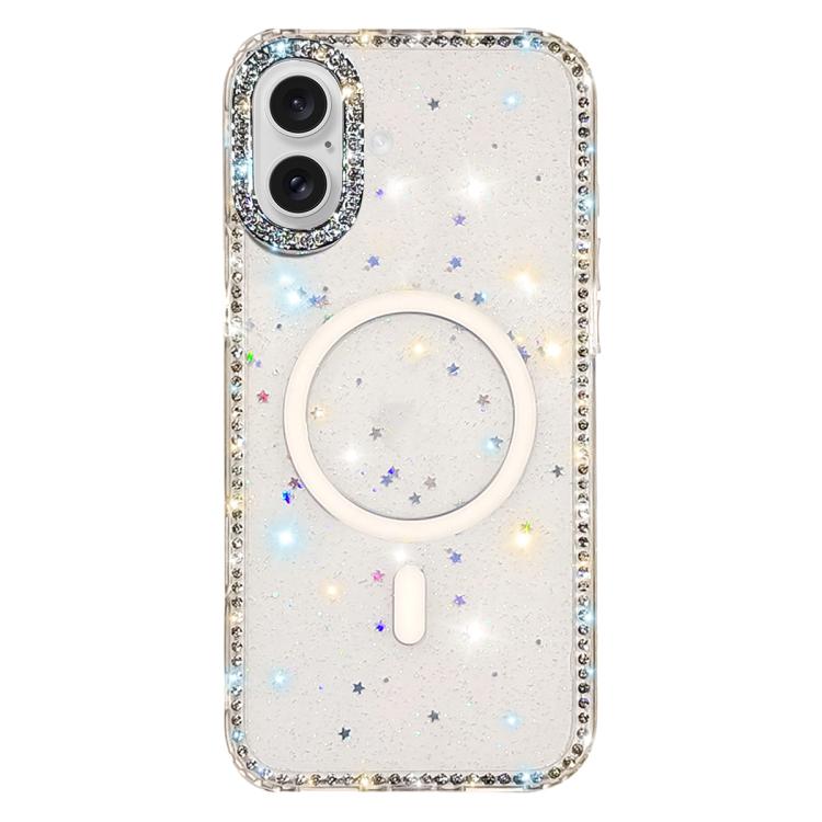 Custodia per telefono ibrida in TPU e IMD PC con strass su entrambi i lati e magnete., For iPhone 16 Pro Max, For iPhone 16 Pro, For iPhone 16 Plus, For iPhone 16