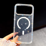 Custodia per telefono ibrida in TPU e IMD PC con strass su entrambi i lati e magnete., For iPhone 15 Pro Max, For iPhone 15 Pro, For iPhone 15, For iPhone 14