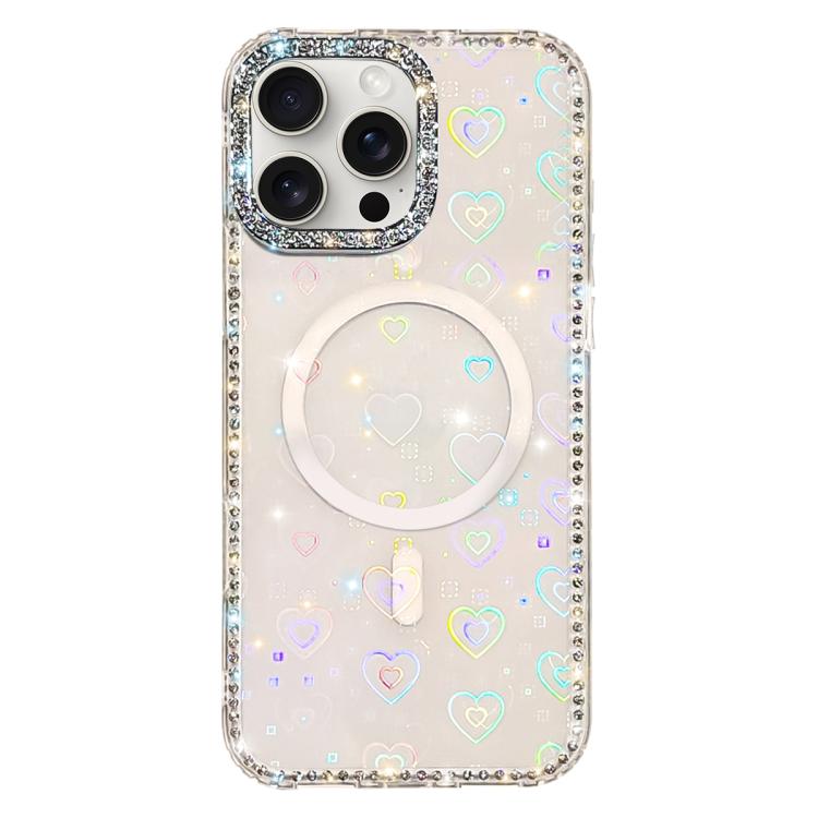 Custodia per telefono ibrida in TPU e IMD PC con strass su entrambi i lati e magnete., For iPhone 15 Pro Max, For iPhone 15 Pro, For iPhone 15, For iPhone 14
