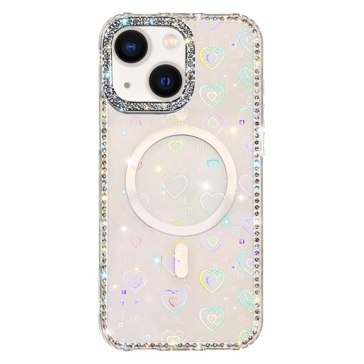 Custodia per telefono ibrida in TPU e IMD PC con strass su entrambi i lati e magnete., For iPhone 15 Pro Max, For iPhone 15 Pro, For iPhone 15, For iPhone 14