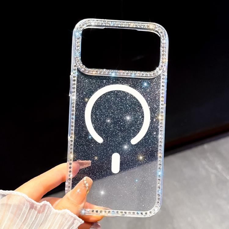 Custodia per telefono ibrida in TPU e IMD PC con strass su entrambi i lati e magnete., For iPhone 14 Pro, For iPhone 14 Pro Max, For iPhone 13 Pro Max, For iPhone 13 Pro