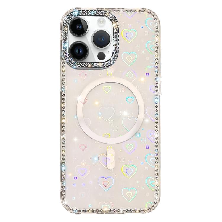 Custodia per telefono ibrida in TPU e IMD PC con strass su entrambi i lati e magnete., For iPhone 14 Pro, For iPhone 14 Pro Max, For iPhone 13 Pro Max, For iPhone 13 Pro