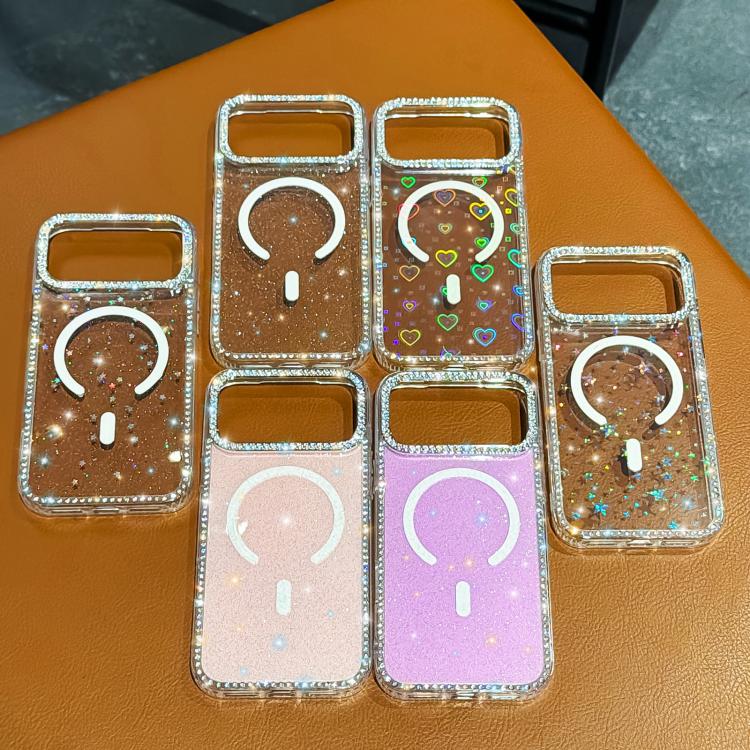 Custodia per telefono ibrida in TPU e IMD PC con strass su entrambi i lati e magnete., For iPhone 16 Pro Max, For iPhone 16 Pro, For iPhone 16 Plus, For iPhone 16