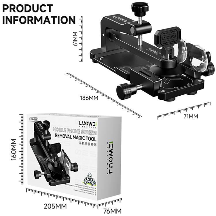 Morsetto LUOWEI LW-025 con ventose per riparazione schermi smartphone - immagine 8